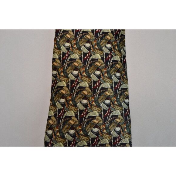 Crooks & Creed London Men's Green Silk Golf Tie - Picture 2 of 7